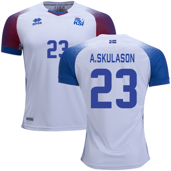 Iceland #23 A.Skulason Away Soccer Country Jersey